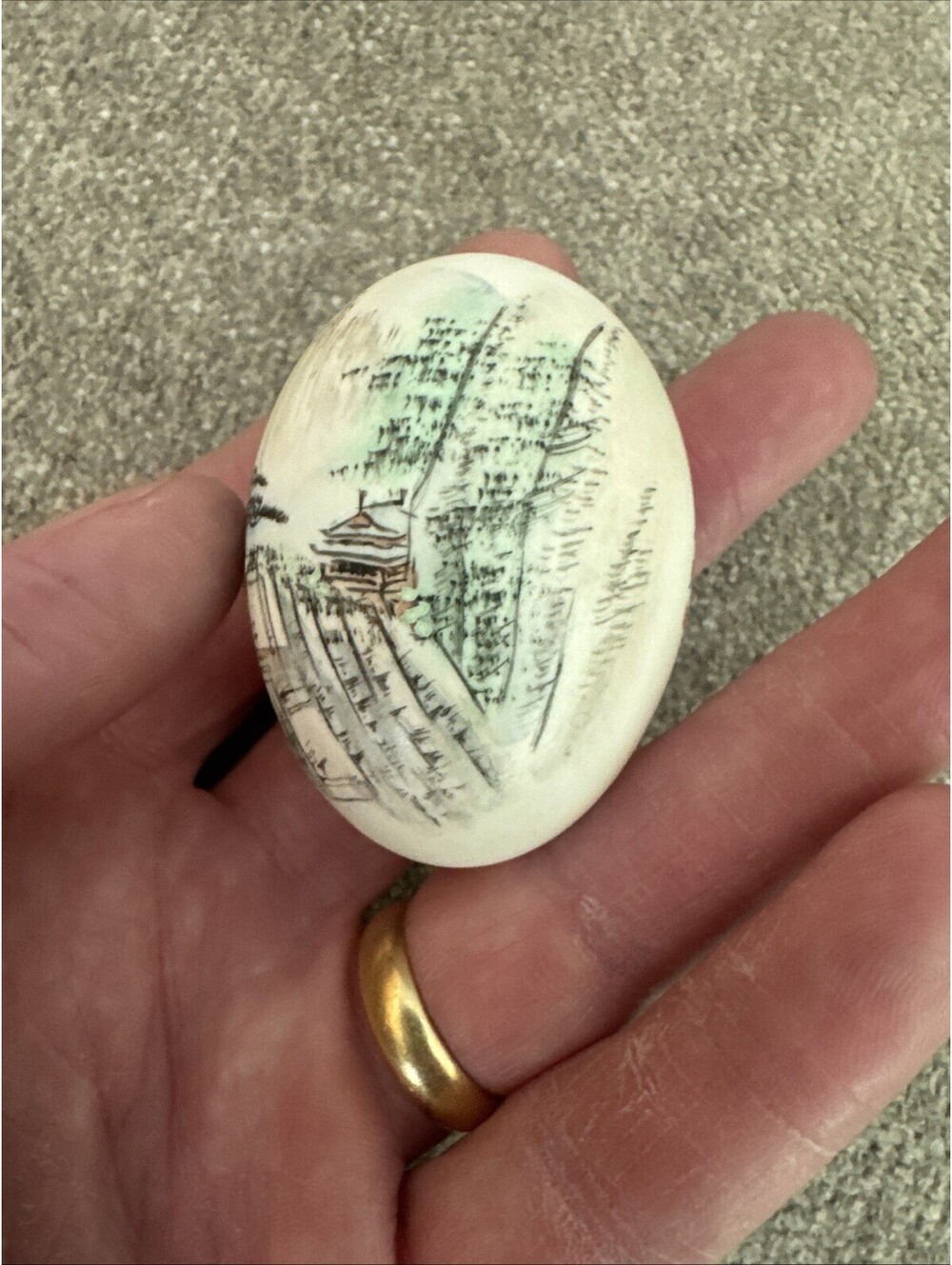 Vintage Japanese Hand Painted Egg Woman/Geisha Signed
